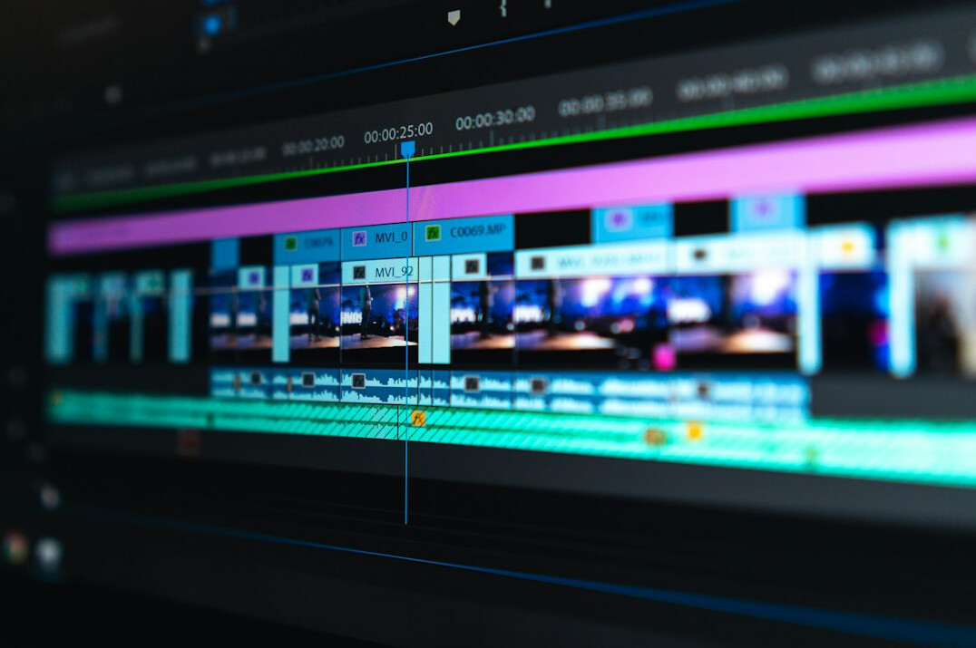 video editing timeline closeup